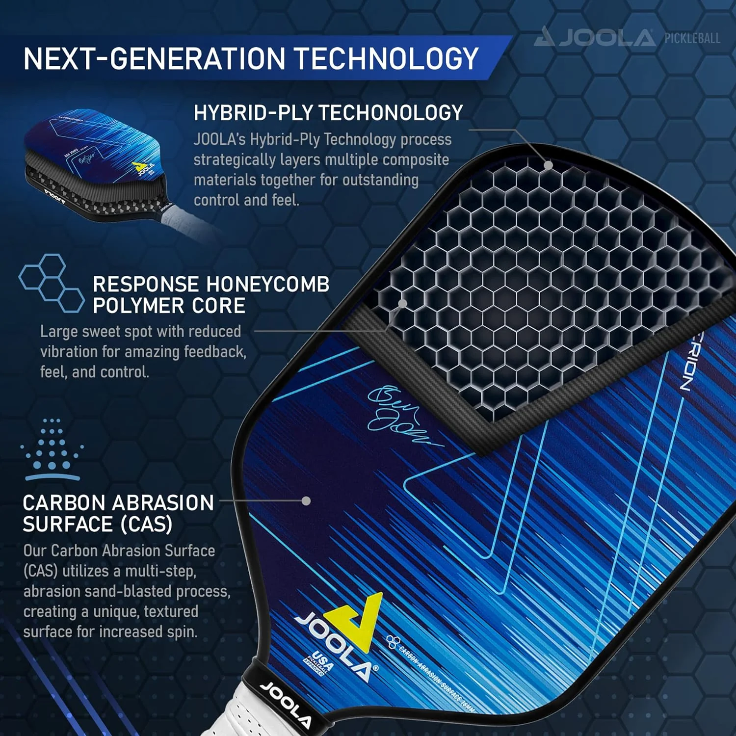 JOOLA Ben Johns Hyperion CAS 16 Pickleball Paddle - Image 5