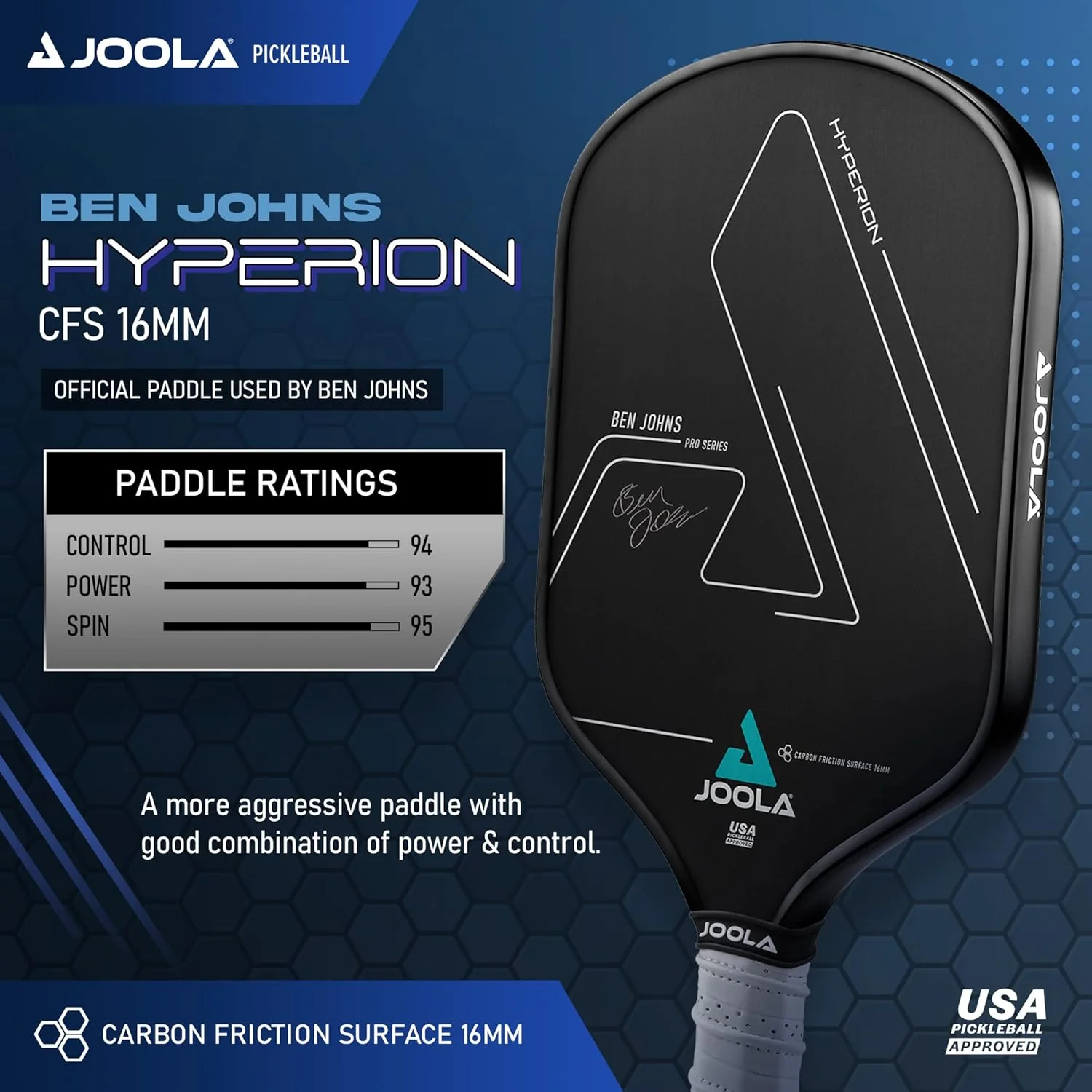 JOOLA Ben Johns Hyperion CFS 16 Pickleball Paddle - Image 3
